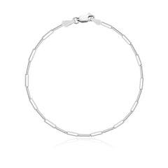Small paperclip chain bracelet in 14K white gold, 6.75"" chain length
