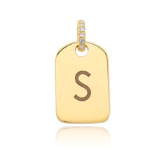 Small Pave Dog Tag Charm