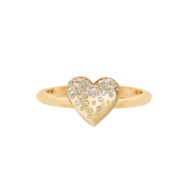 Diamond Dripping Scattered Puffy Heart Ring