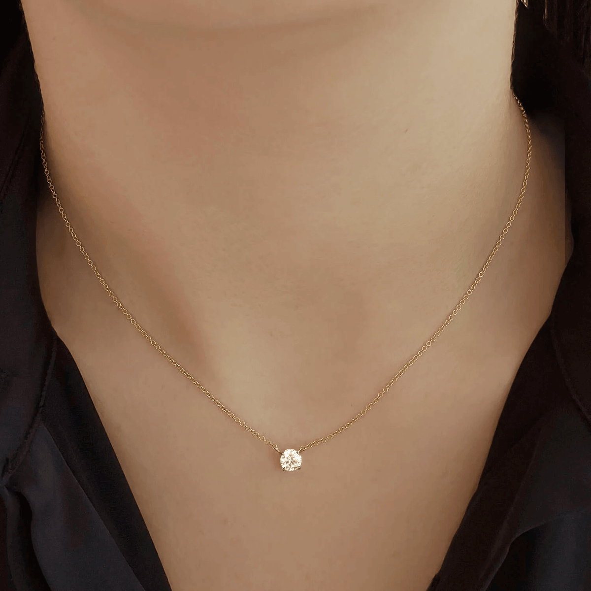 Small Solitaire Diamond Necklace – Alev Jewelry