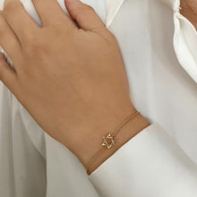 Load image into Gallery viewer, Small Star of David Half Gold and Half Pave Bracelet
