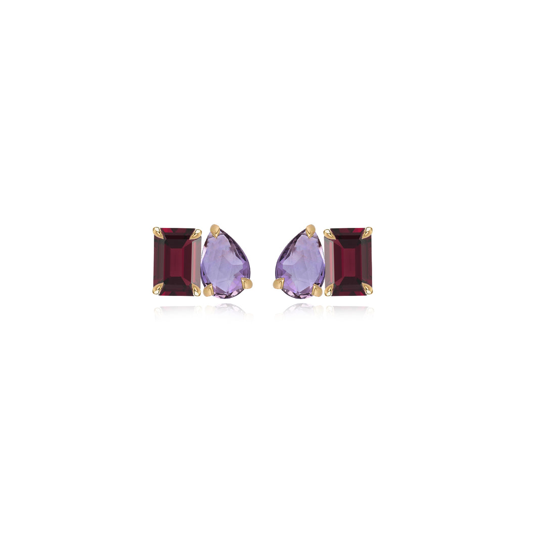 Small Two-Gemstones Earrings