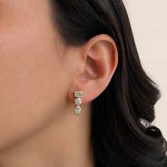 Small Three-Bezel Lab Diamond Drop Earrings