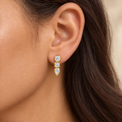 Trio Bezel Lab Diamond Drop Earrings