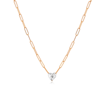Load image into Gallery viewer, Solitaire Diamond Heart Paperclip Necklace
