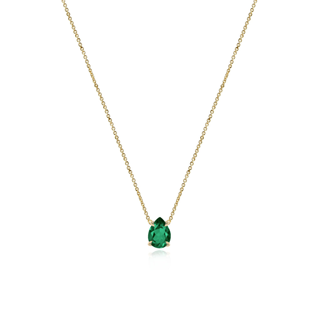 Emerald Pear Gemstone Pear Necklace