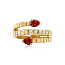 Load image into Gallery viewer, Solitaire Gemstones Fluted Pave Swirl Ring
