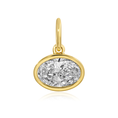 Solitaire lab-grown diamond oval shape bezel charm in 14K yellow gold