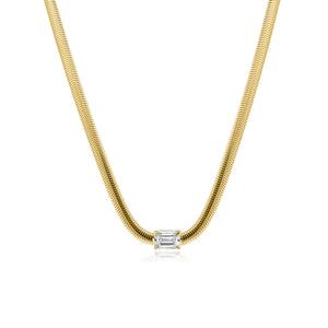 Solitaire Bezel Snake Necklace