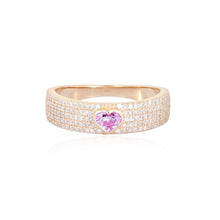 Load image into Gallery viewer, Solitaire Gemstone Thick Pave Ring
