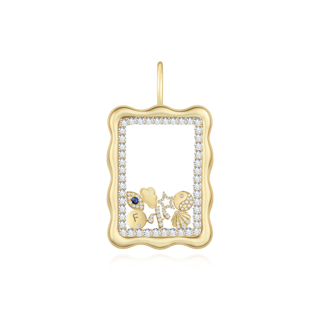 Wavy Rectangle Glass Locket Charm