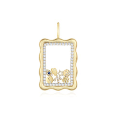 Wavy Rectangle Glass Locket Charm