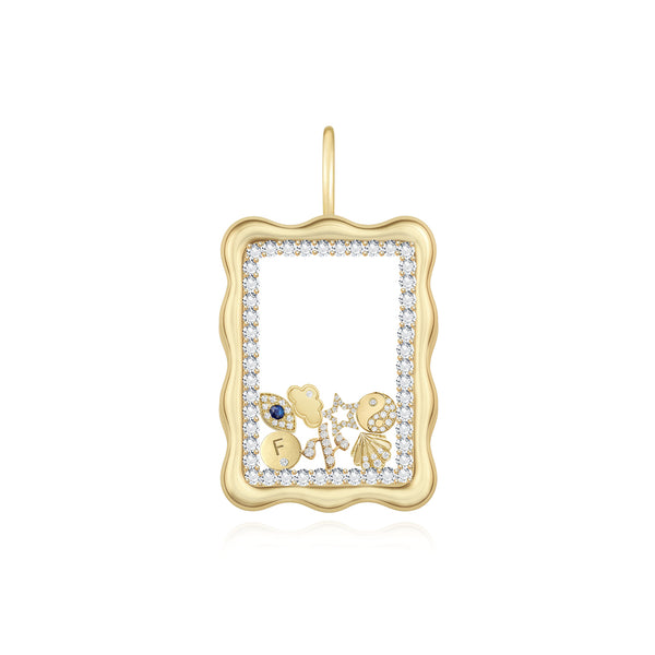 Wavy Rectangle Glass Locket Charm