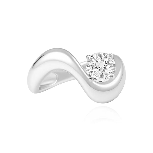Stackable Dome Solitaire Diamond Wave Ring