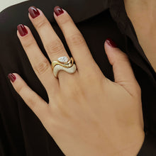 Load image into Gallery viewer, Stackable Dome Solitaire Diamond Wave Ring
