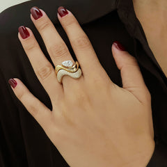 Stackable Dome Solitaire Diamond Wave Ring