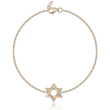 Load image into Gallery viewer, Star of David Half Gold and Half Pave Bracelet
