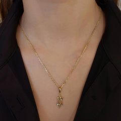 Stretched Gold Star of David Charm