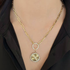 Striped Baguette Diamond Medallion Charm