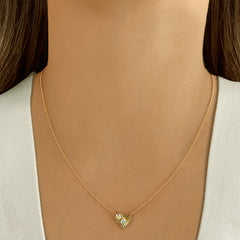 Striped Heart Center Diamond Necklace