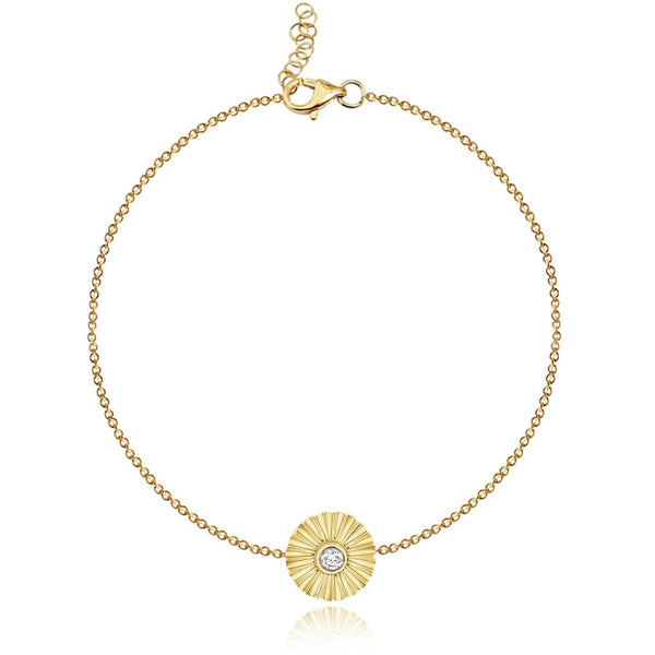 Striped Round Center Diamond Bracelet