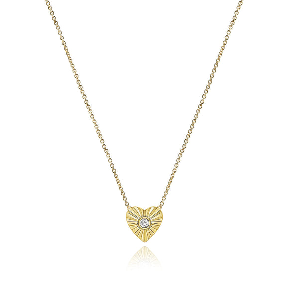 Striped Heart Center Diamond Necklace