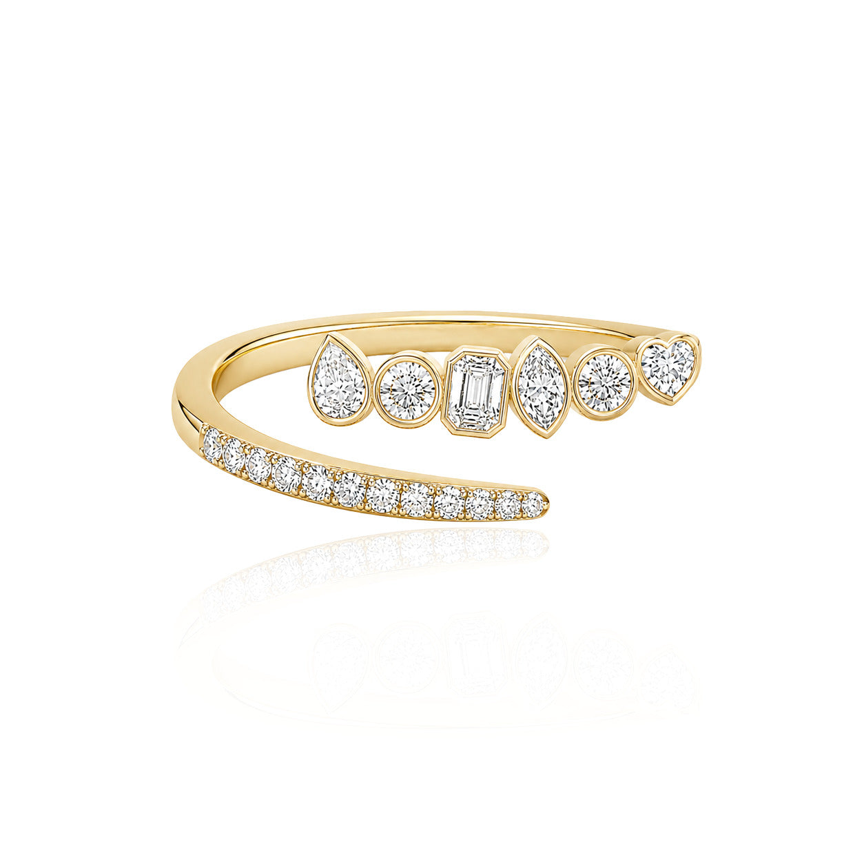 Swirl Pave Multi Shape Diamond Ring