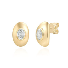 Load image into Gallery viewer, Gold Dome Solitaire Lab Diamond Earrings
