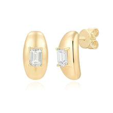 Load image into Gallery viewer, Gold Dome Solitaire Lab Diamond Earrings

