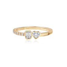 Load image into Gallery viewer, Two-Diamond Bezel Half Pave Half Gold Ring
