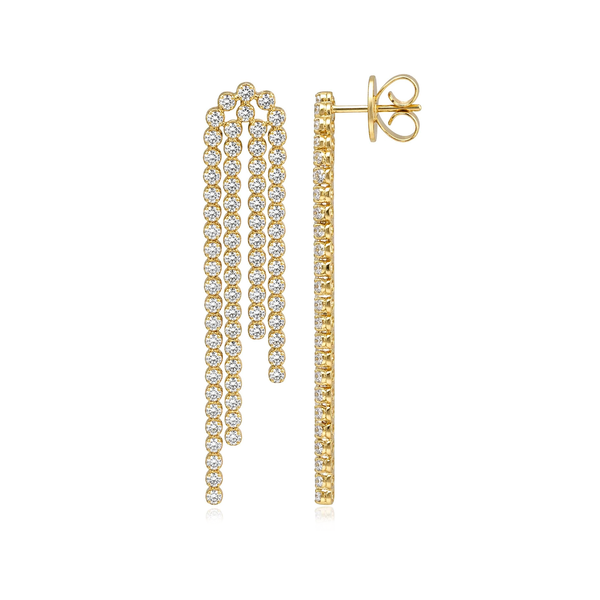 Tassel Diamond Drop Bezel Earrings