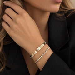 Thick Diamond Baguette Bangle