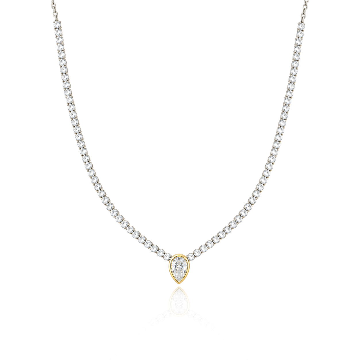 Two-Tone Thick Diamond Bezel Half Tennis
