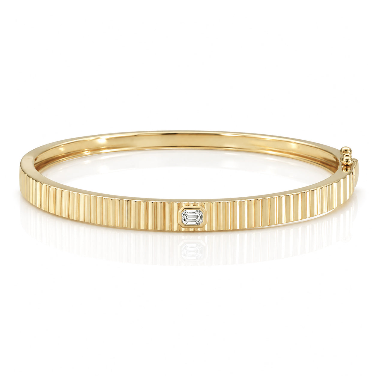 Thick Fluted Diamond Bangle