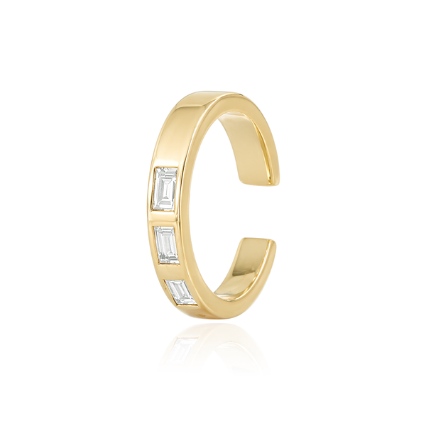 Thick Gold and Baguette Cuff