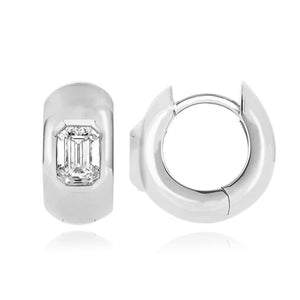 Thick Small Solitaire Gold Huggie