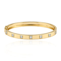 Thick Diamond Baguette Bangle