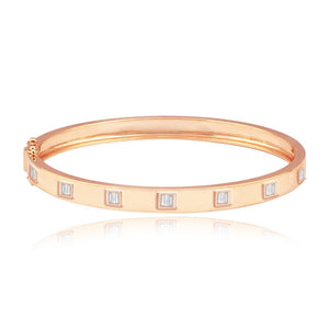 Thick Diamond Baguette Bangle