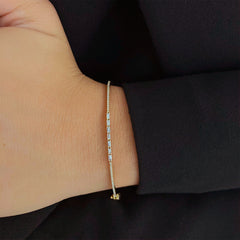 Thin Pave and Baguette Bangle