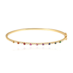 Thin Gemstone Segment Diamond Bangle