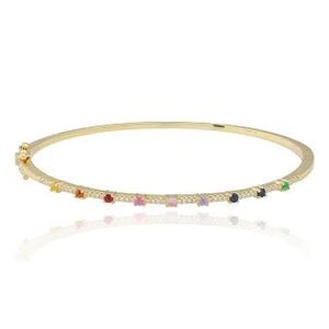 Thin Gemstone Segment Diamond Bangle
