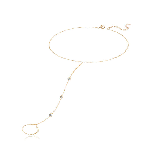 Three Bezel Diamond Hand Chain