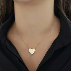 Three Prong Diamonds Gold Heart Necklace
