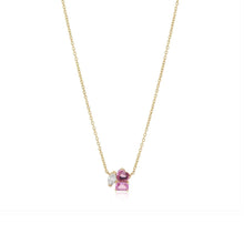 Load image into Gallery viewer, Three Small Multishape Diamond and Gemstones Necklace
