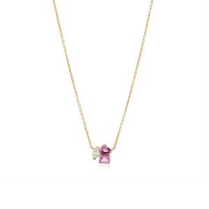 Three Small Multishape Diamond and Gemstones Necklace