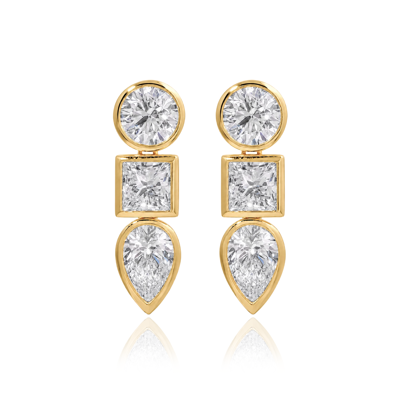 Trio Bezel Lab Diamond Drop Earrings