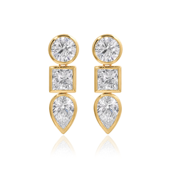 Trio Bezel Lab Diamond Drop Earrings