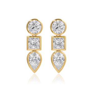 Trio Bezel Lab Diamond Drop Earrings