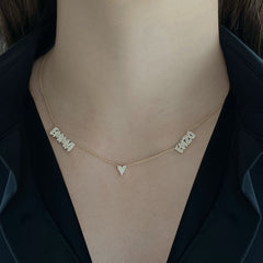 Two Diamond Names and Charm Necklace