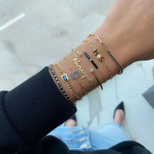 Load image into Gallery viewer, Enamel Initial Paperclip Bracelet
